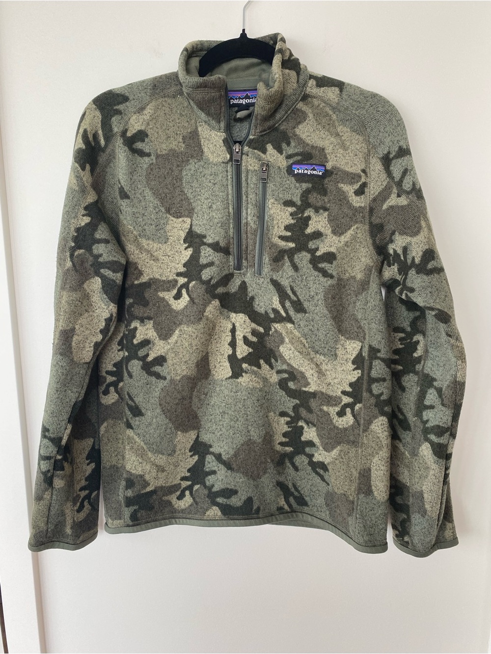 Patagonia Men's Camo Quarter-Zip Fleece Jacket - Olive Green